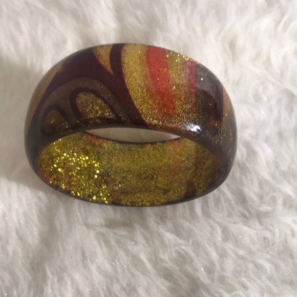 None Jewelry - “ACRYLIC BANGLE BRACELET” Brown and Sparkly.